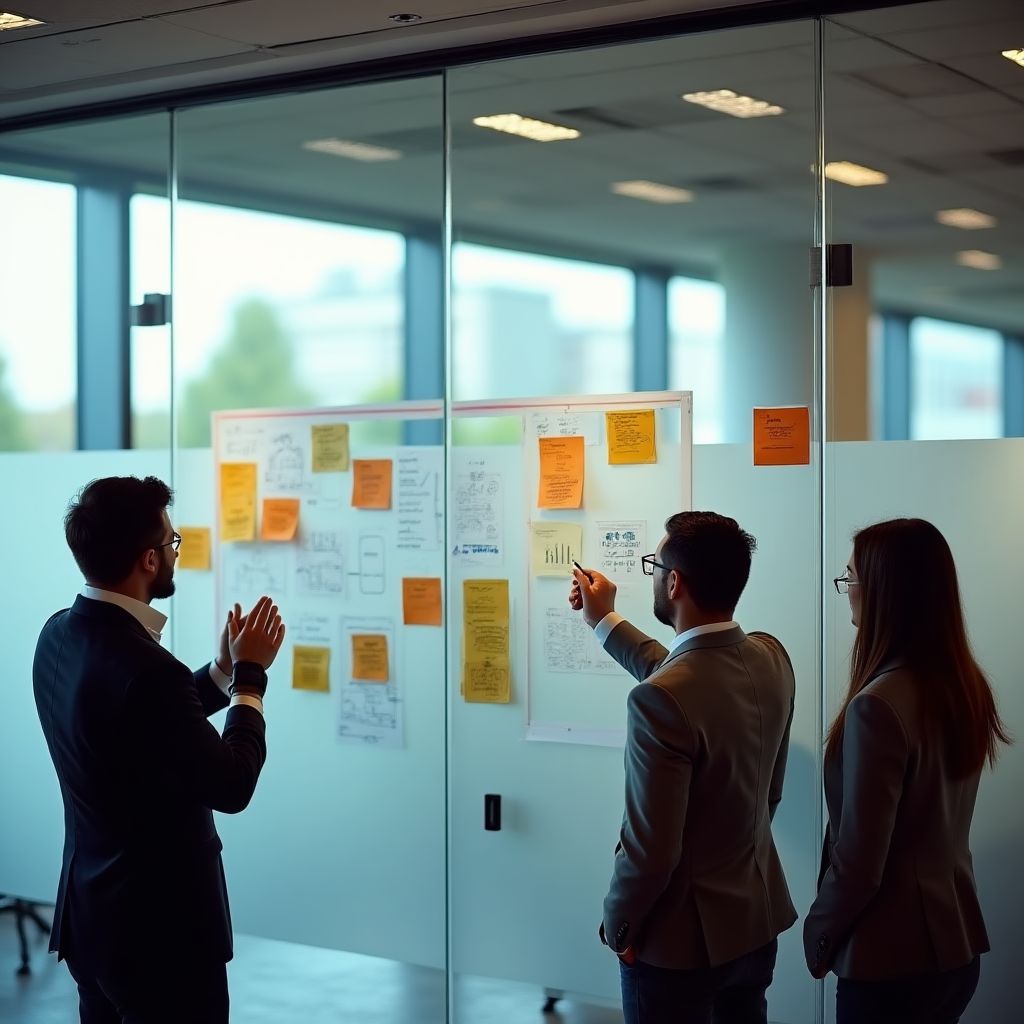 Equipo en sesión de planificación estratégica