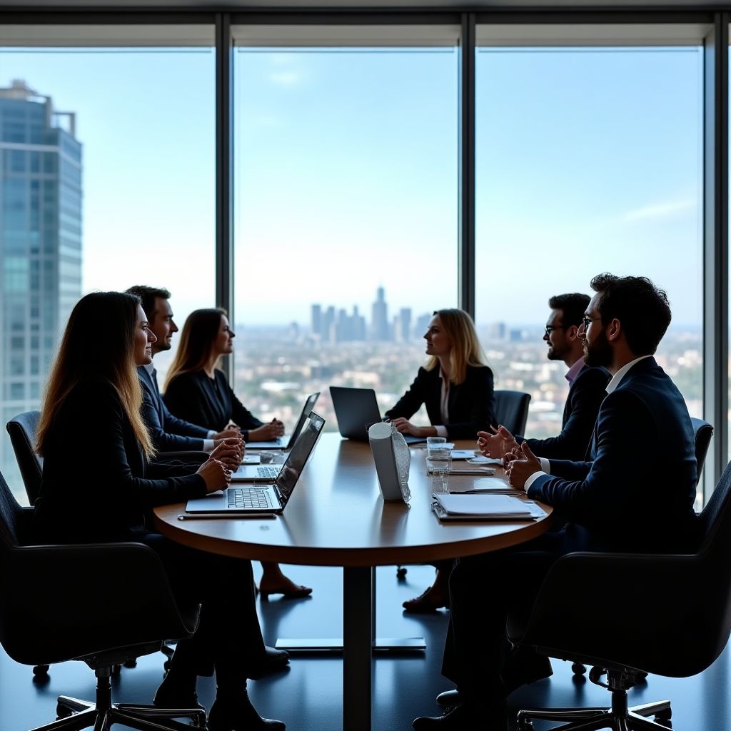 Equipo de FinConsult en oficina moderna